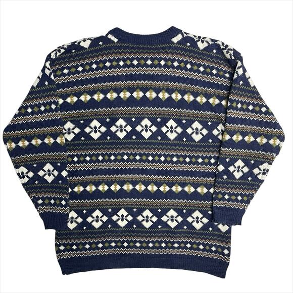 BRASS PLUM NORDSTROM Vintage 80s/90s Shetland Wool Nordic Crewneck Sweater Sz M - Picture 5 of 8